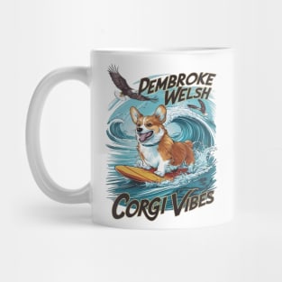 Pembroke Welsh Corgi Surfer Tackles Epic Wave Mug